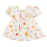 Floral print on white background with puff sleeves for baby