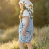Grow Wild Fower Applique Denim Overall - 3-7 Years