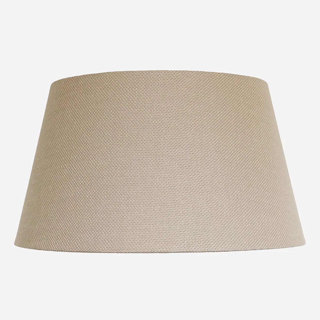 Tapered Drum shape lampshade measuring 51cm Diameter in a Flax Weave Taupe coloured Linen at Cerise