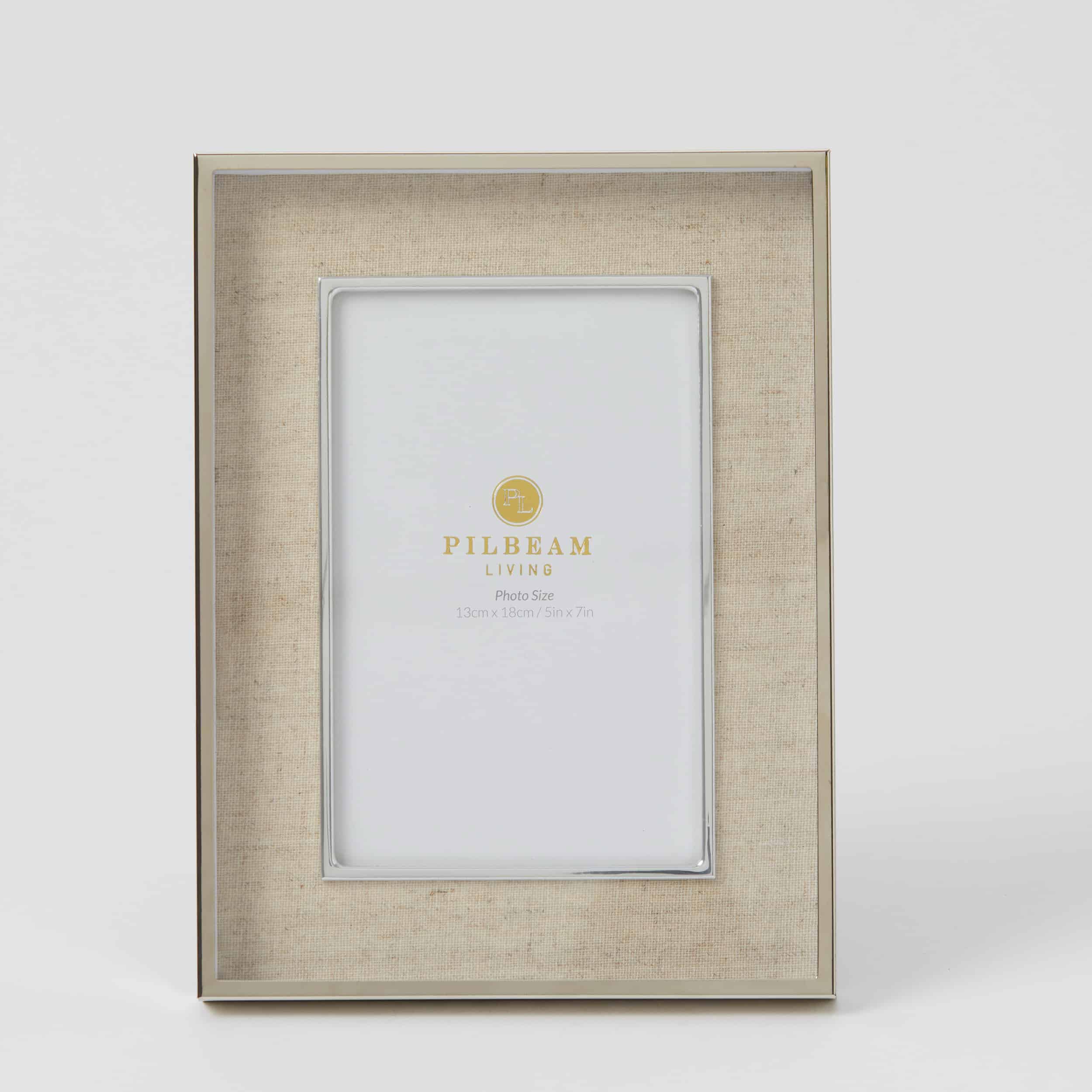Florence Photo Frame with silver rim and linen edges