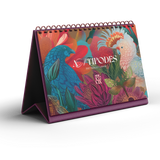 The Flox 2027 Antipodes Desktop Calendar is a colourful New Zealand desk calendar featuring Flox’s signature botanical artwork inspired by Aotearoa’s native flora and fauna at Cerise. Spiral bound with fold out base, its compact and easy to post. A practical and beautiful 2027 desktop calendar for home or office, and a thoughtful gift for lovers of New Zealand art, nature and contemporary illustration.