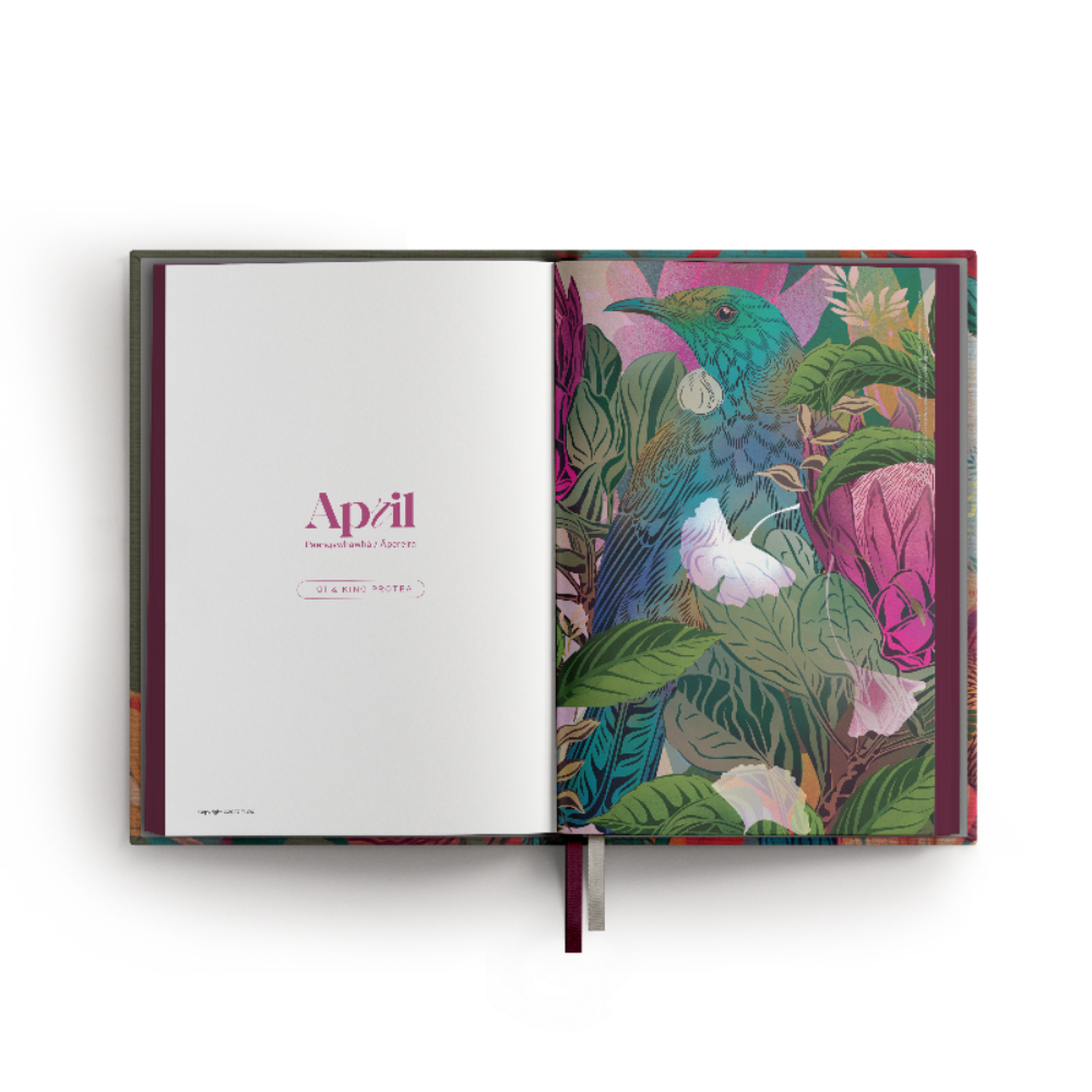The Flox Antipodes 2027 Diary at Cerise is a beautifully illustrated New Zealand diary featuring Flox’s signature botanical artwork inspired by Aotearoa’s native flora and fauna.  Includes 12 Flox artworks marking the beginning of each month.  A practical and stylish 2027 diary for everyday planning, and a great gift for lovers of New Zealand art, nature and contemporary illustration.