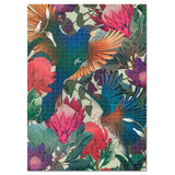 Flox Antipodes Tui & Kingfisher Puzzle. Featuring Flox’s distinctive botanical-inspired artwork at Cerise. Finished  size  50cm x 70cm