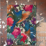 Flox Antipodes Tui and Kingfisher Tea Towel in cotton at Cerise.