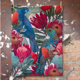 Flox Antipodes Tea Towel in the Kokako & Tui design at Cerise. Made from cotton and measures 50 x 70cm.