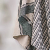 French Country Collections Atelier Ribbon Teatowel in Green at Cerise.  Made from a practical cotton linen blend and has a hang tag.