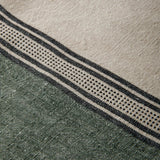 French Country Collections Atelier Ribbon Teatowel in Green at Cerise.  Made from a practical cotton linen blend and has a hang tag.