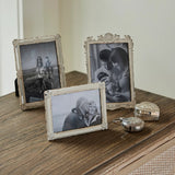 French Country Collection of Brocante Vinti\age style antique white photo frames at Cerise.