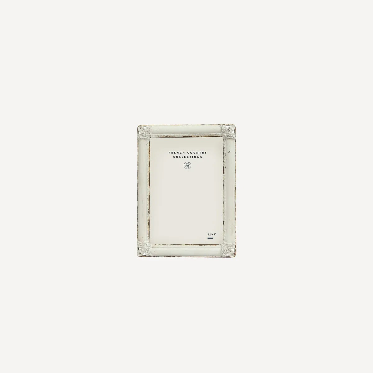 French Country Brocante white metal  rectangular photo frame at Cerise.  Takes a 3.5 x 5 inch photo