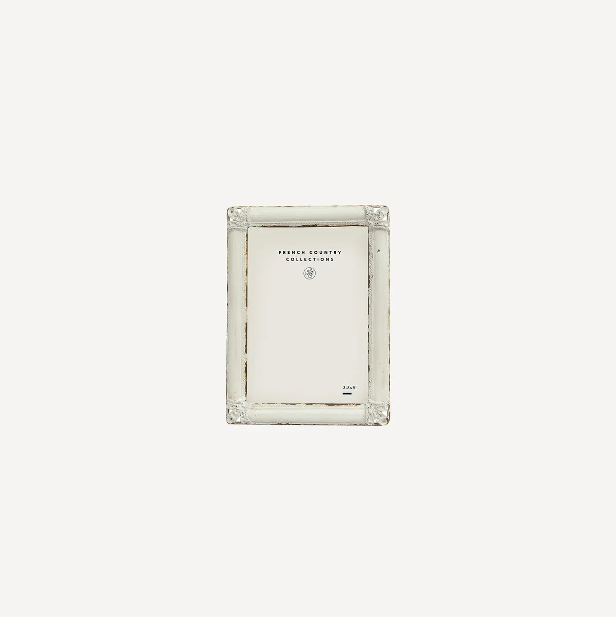 French Country Brocante white metal  rectangular photo frame at Cerise.  Takes a 3.5 x 5 inch photo