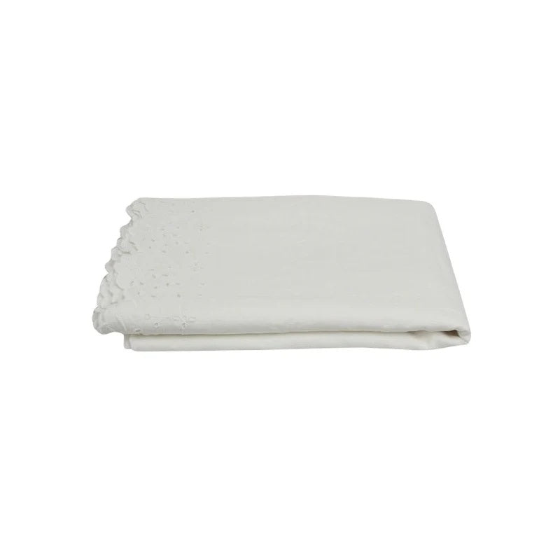 White Tablecloth from French Country Collections made from 100% Linen with embroidered edges .  Measures 250cm  long x 150cm wide at Cerise NZ.