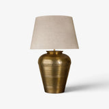 French Country Foundary lampbase in antique gold at Cerise.  Shown here with a shade which is to be sold seperately.