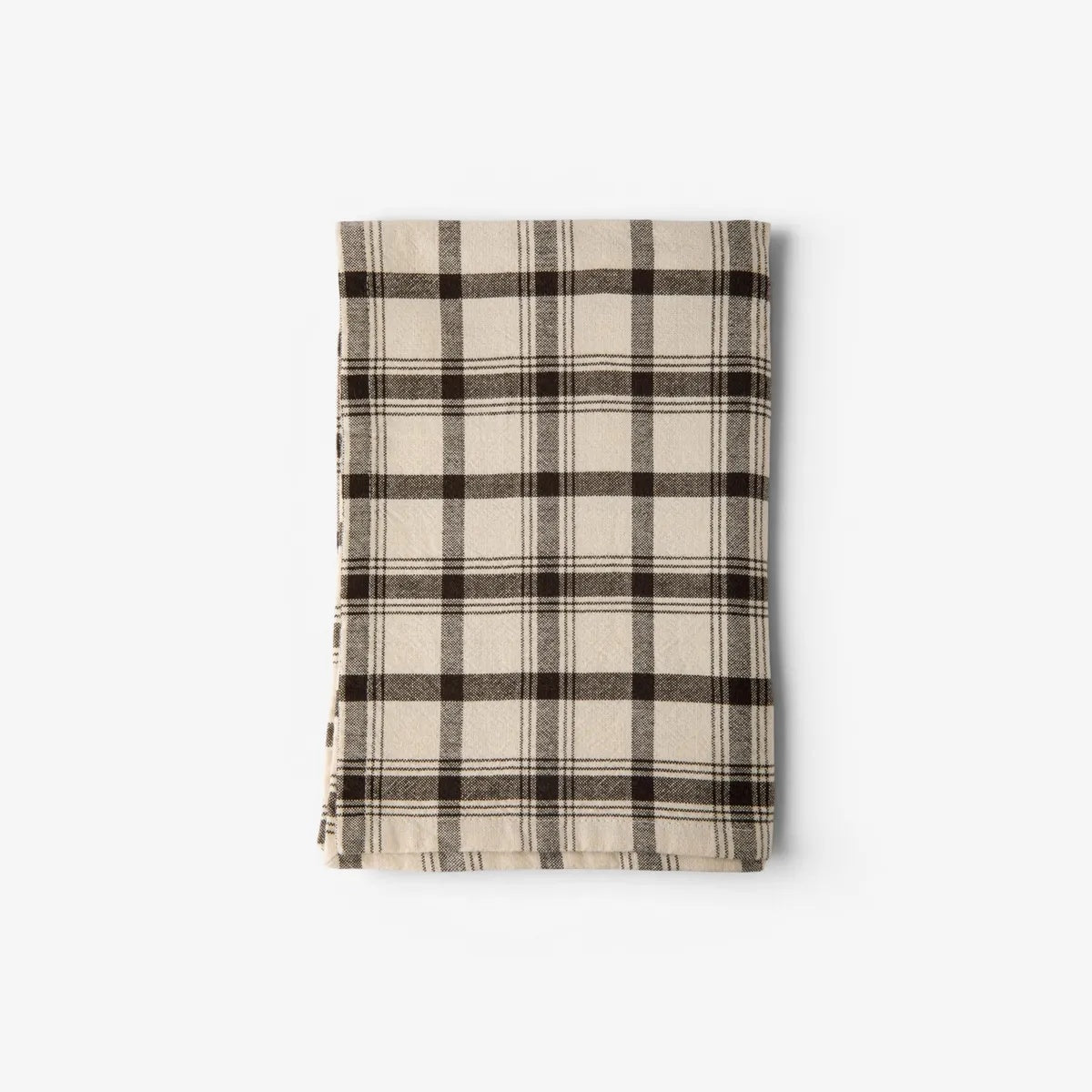 French Country Larder Check Teatowel at Cerise.  Warm coffee and ivory tones.  Beautiful cotton linen blend fabric.