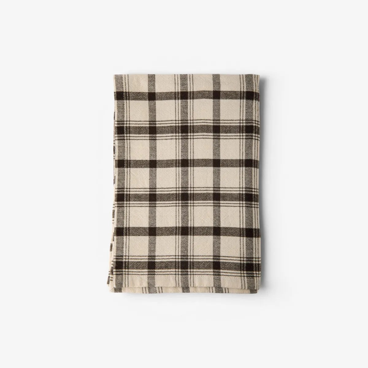 French Country Larder Check Teatowel at Cerise.  Warm coffee and ivory tones.  Beautiful cotton linen blend fabric.