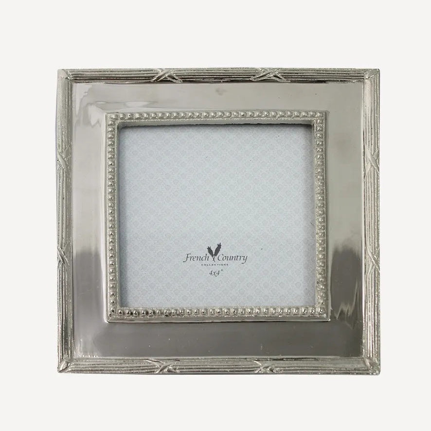 French Country Square silver beaded nickel frame 4x4 photo frame at Cerise