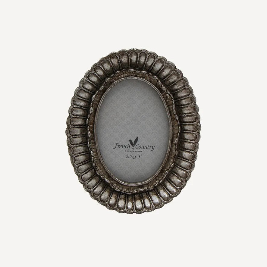 French Country Fanned oval Photo Frame at Cerise.  Measures 2.5x3.5.