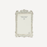 French Country Collections Brocante Filigree Top Photo Frame in Anttique white at Cerise.  Holds a 4 x 6 inch photo.