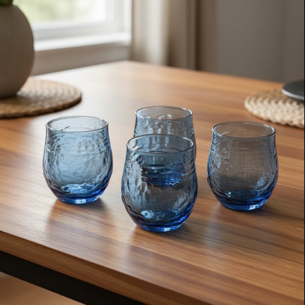 French Country Serena Blue Glass Tumbler at Cerise