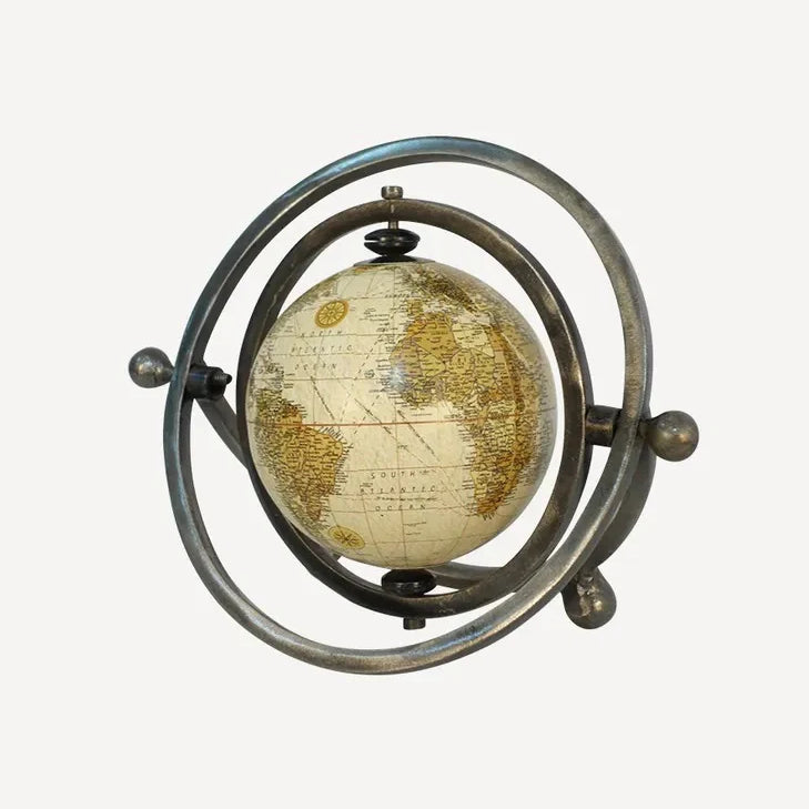 Galv decorative  globe on metal rotating base