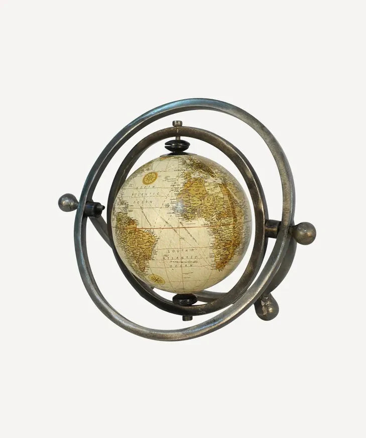 Galv decorative  globe on metal rotating base