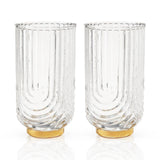 Gatsby gold trimmed art deco style hi ball glasses in a set of 2