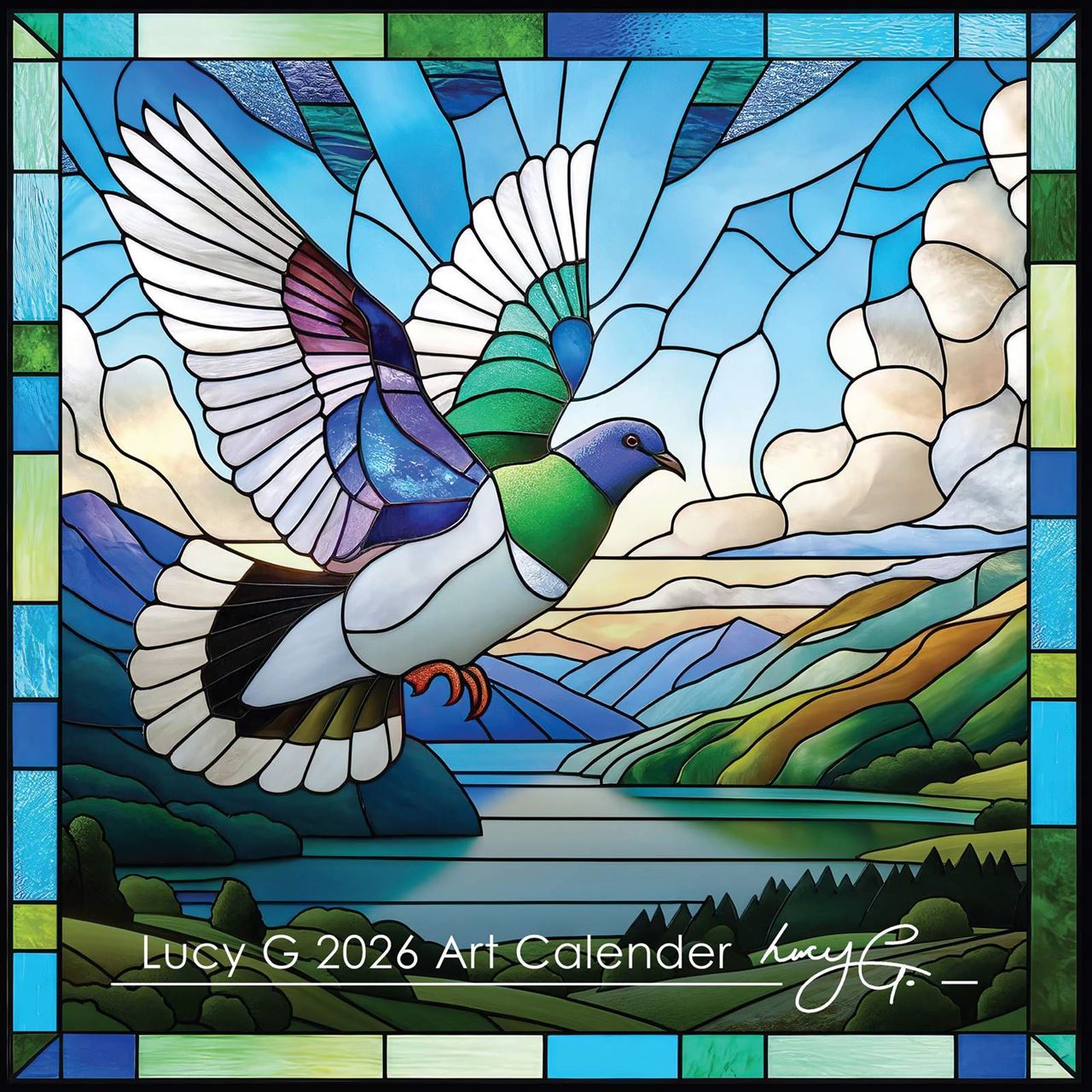 2026 square calendar featuring bright artwork by Lucy Gauntlet NZ Artist