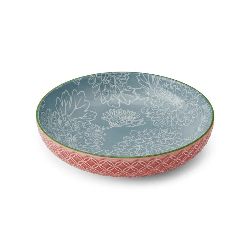 Decorative ceramic plate with floral pattern on a white background