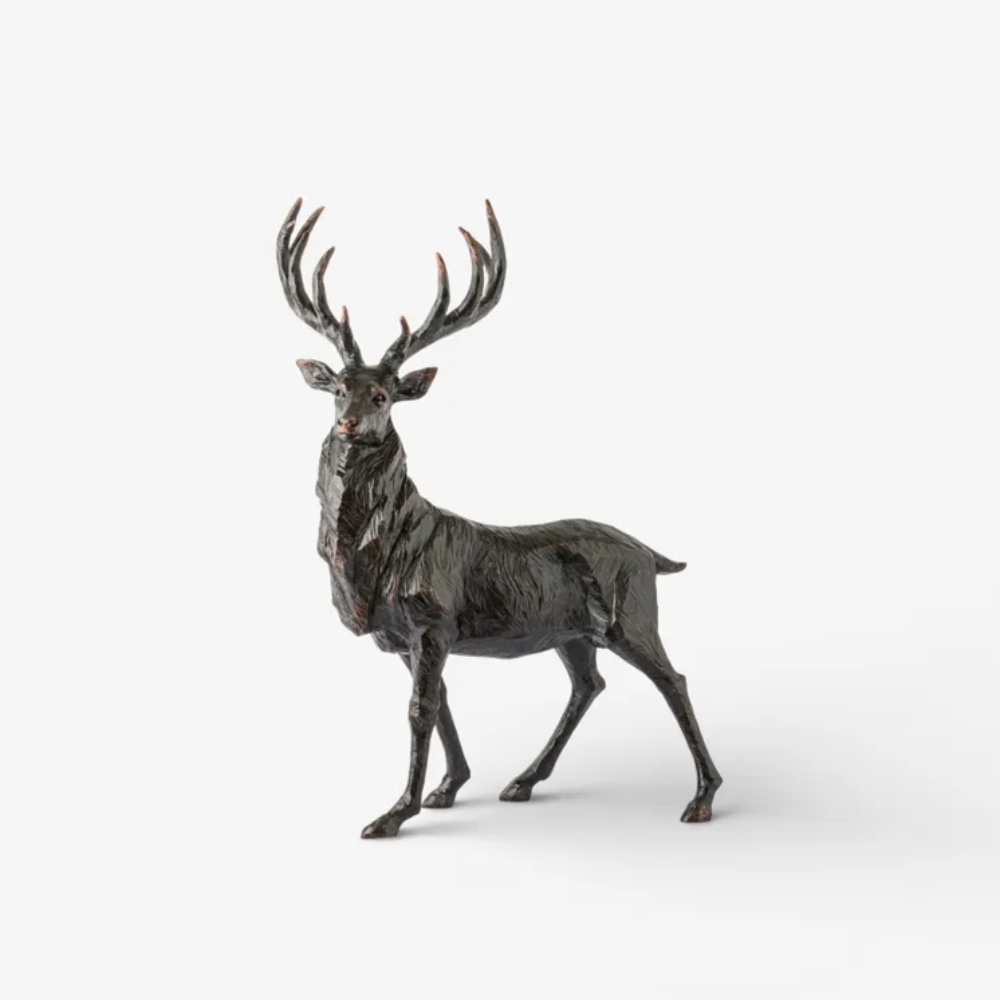 French Country Collections Black Stag with Head Turning at Cerise