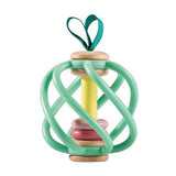 The Hape Grab Toy for babies at Cerisie is designed with flexible silicone bars that are safe and soothing for teething babies to chew, this engaging toy offers multiple ways to play. The silicone bars surround a smooth wooden centre and feature two colourful rings that create a gentle rattling sound, combining sensory exploration and auditory stimulation in one toy.