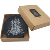 10cm black porcelain bowl with white harakeke flower