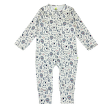 Imababy Long Sleeve Zipsuit in Safari Parade Print at Cerise.  Features a two way zip for convenience.