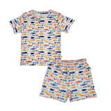 Imababy Kids Short Sleeve Pyjamas in Freckled Fish design at Cerise