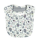 Imababy reversible Bib in Safari Parade design for baby made from a double layer of soft 100% cotton interlock with with Adjustable Snaps. 