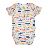 Imababy short Sleeve Bodysuit in Freckled Fish at Cerise
