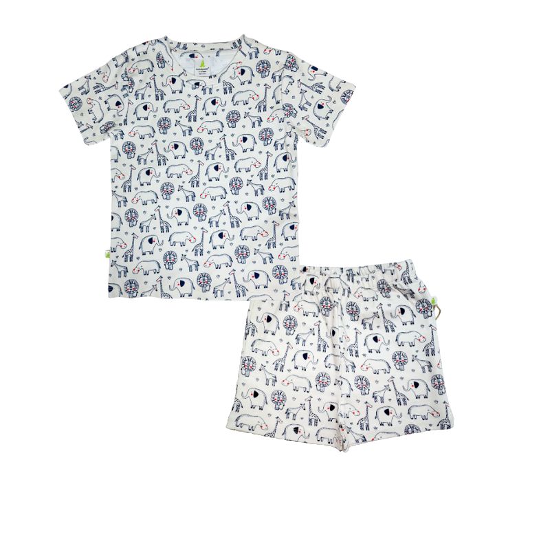 Imababy Short Sleeve Pyjamas in Safari Parade design at Cerise