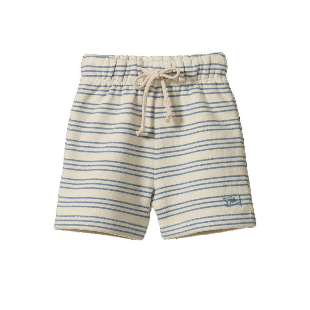Nature Baby Jimmy Shorts in soft cotton sweatshirting Trio Stripe design at Cerise