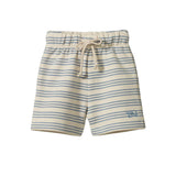 Nature Baby Jimmy Shorts in soft cotton sweatshirting Trio Stripe design at Cerise