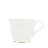 White mug with 'WTF' printed on it against a white background