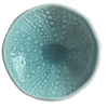 Aqua kina ceramic bowl with bubble pattern on a plain background