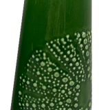 Green ceramic kina jug with white bubble texture on a white background