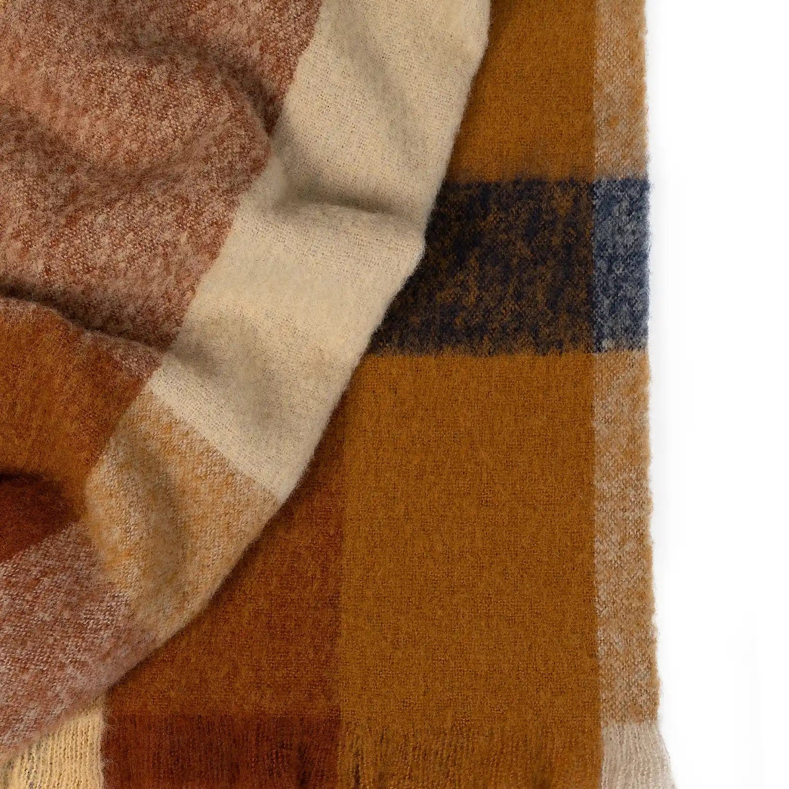 Kinlock wool throw in paid pattern in spice colourway