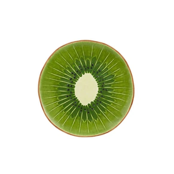 BOrdello Pinheiro Earthernware green and bown kikiwfruit round platter