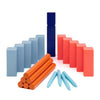 Kubb game in blue and orange wooden pieces