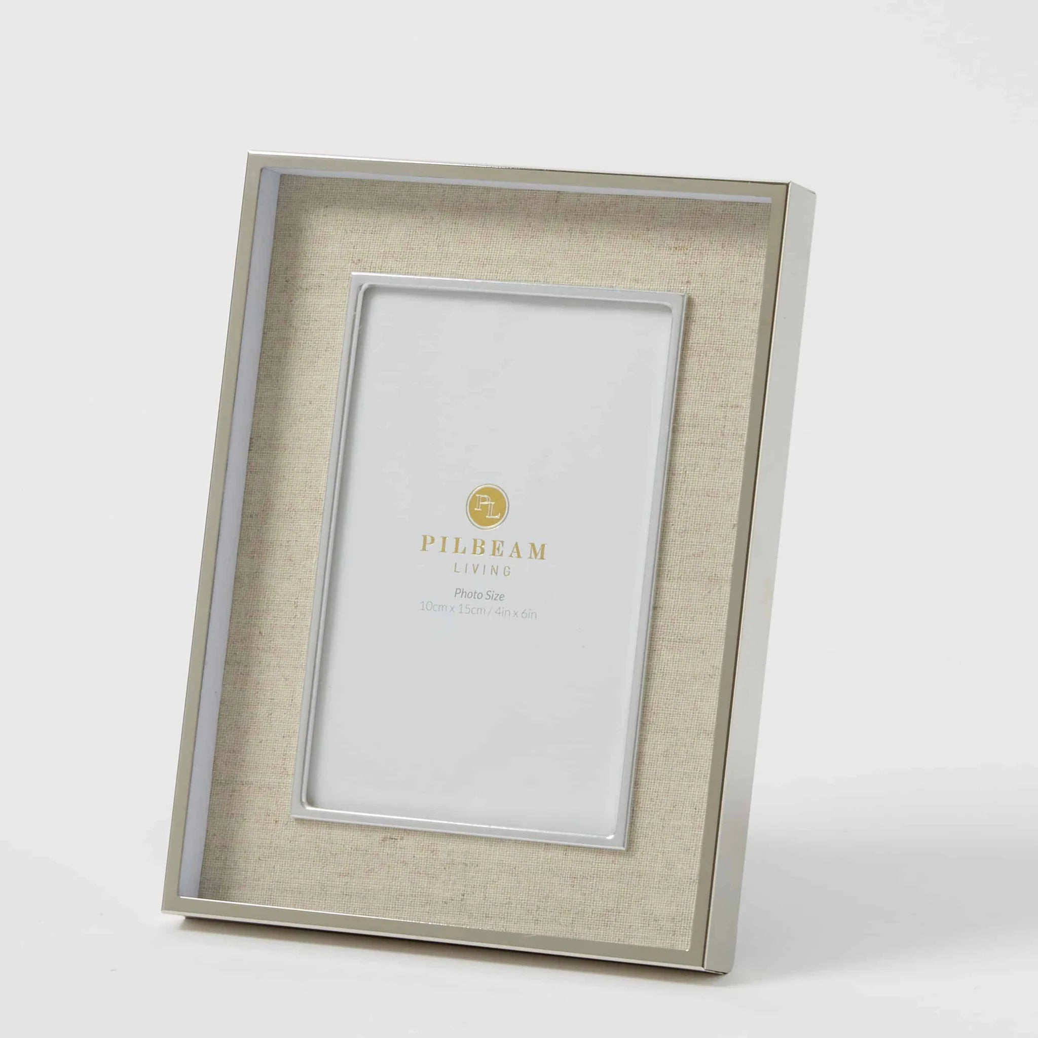 Florence Photo Frame with silver rim and linen edges