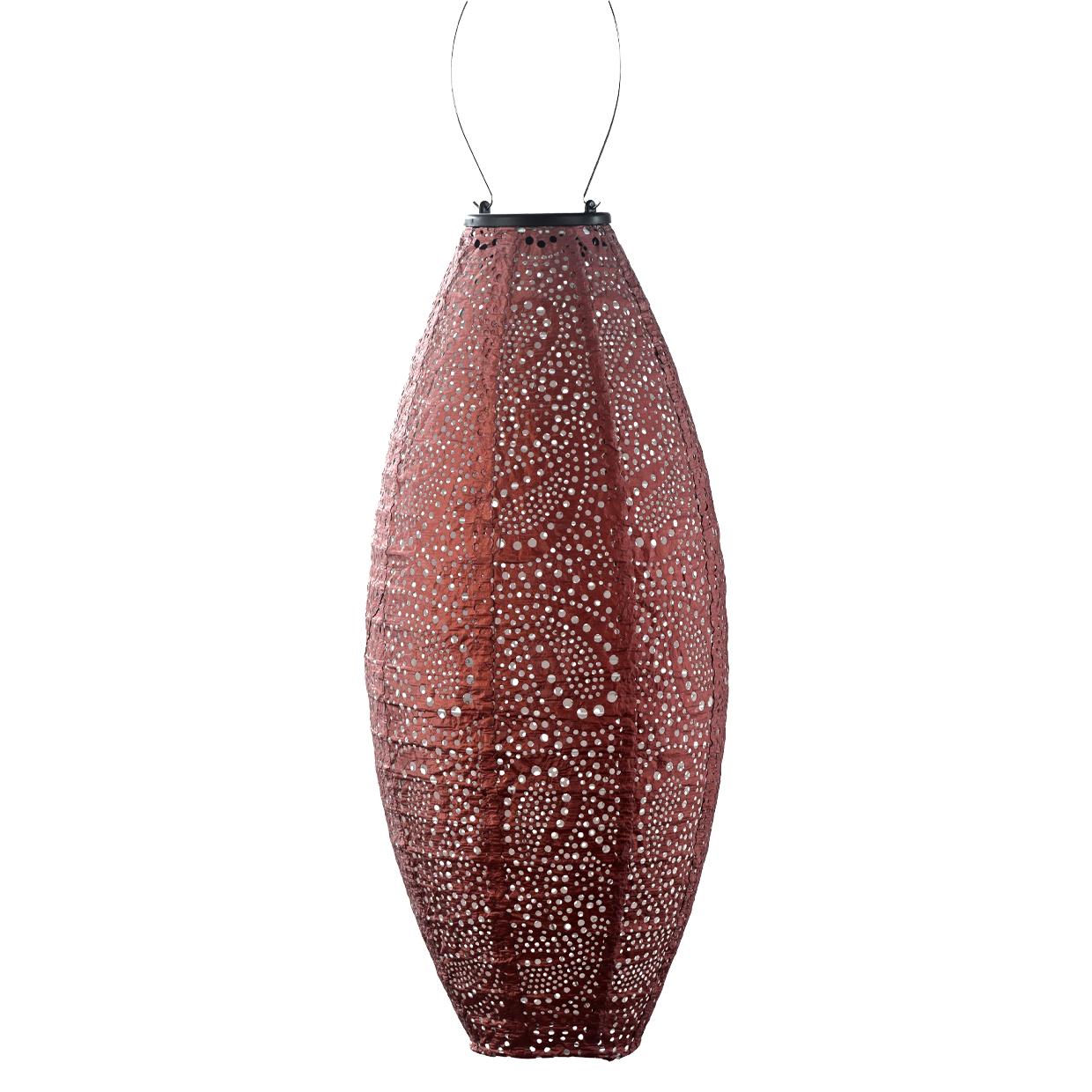 Lumiz solar lantern long oval 20cm in Copper Paisley