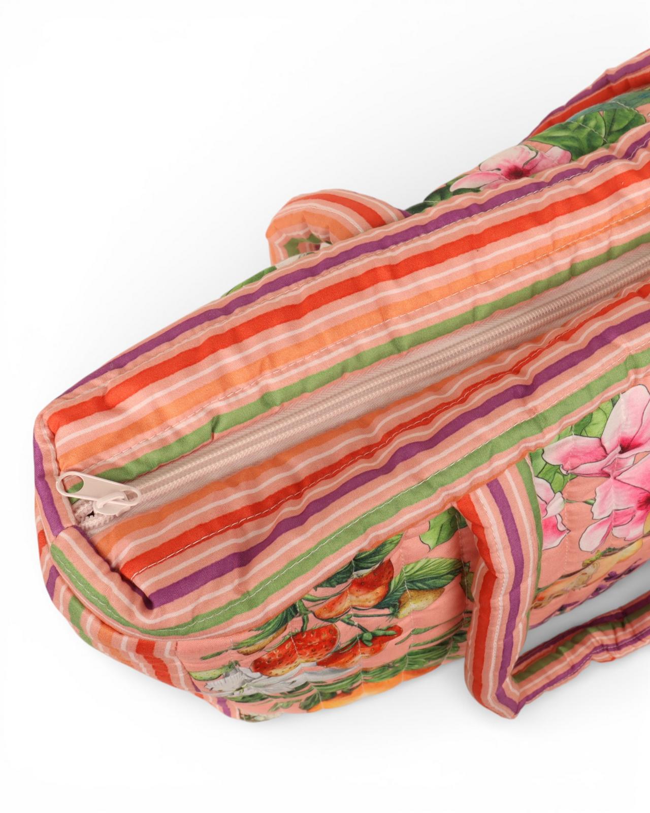 La La Land Bountiful Harvest Comforter Bag showing spacious everyday tote design with zip at Cerise