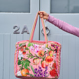 La La Land Comforter Bag in vibrant fruit and floral Bountiful Harvest print at Cerise