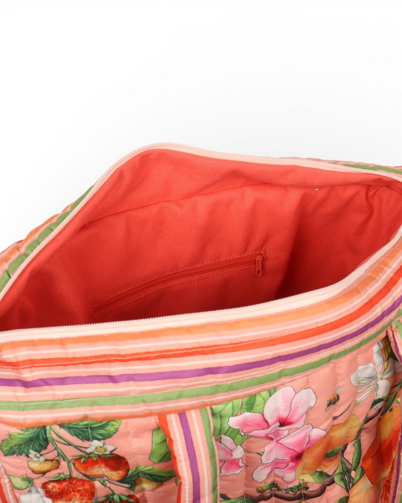 Bountiful Harvest quilted shoulder bag with secure zip pocket at Cerise