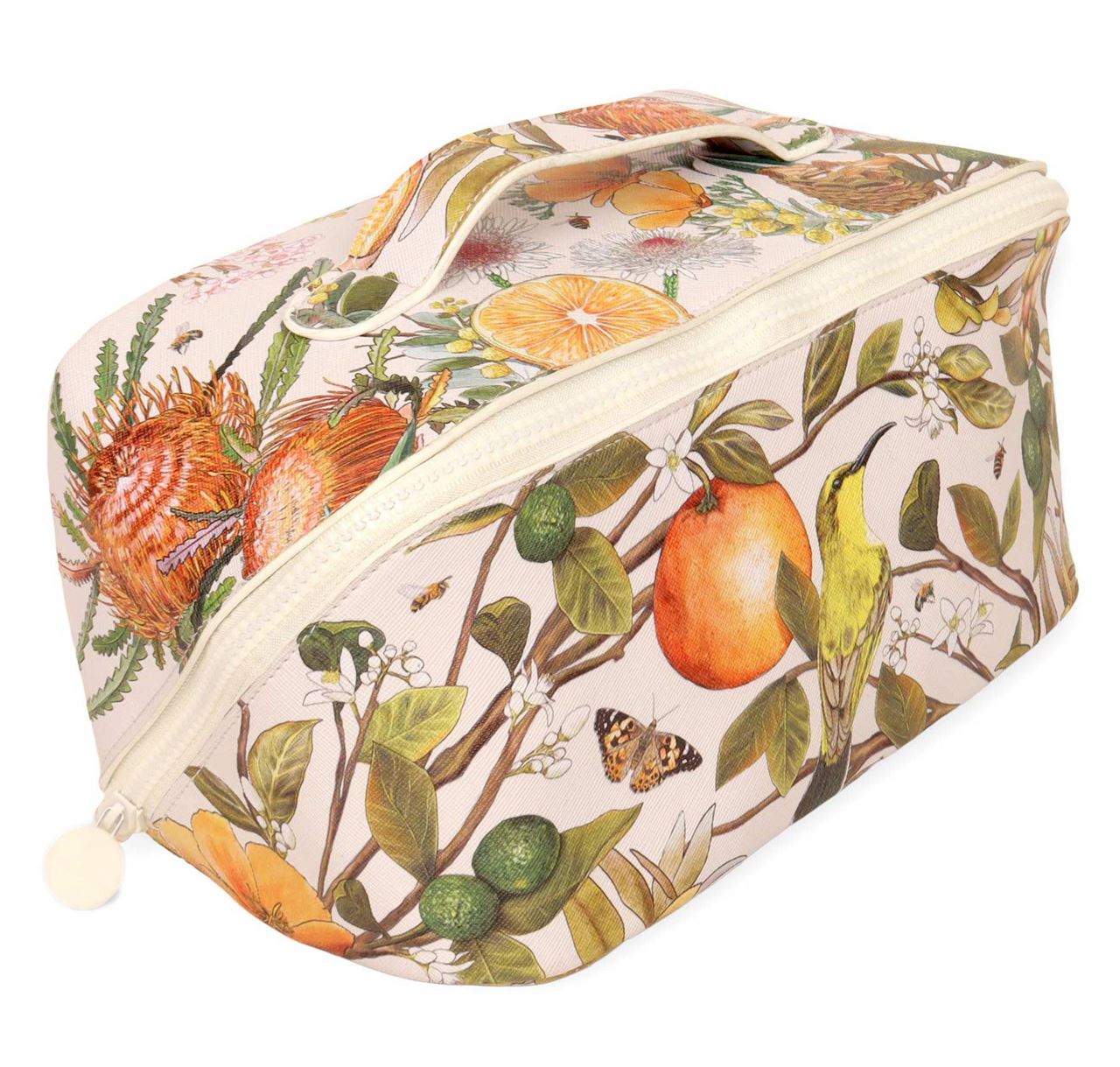 La La Land Golden Hour illustrated vegan leather cosmetic bag with structured shape at Cerise
