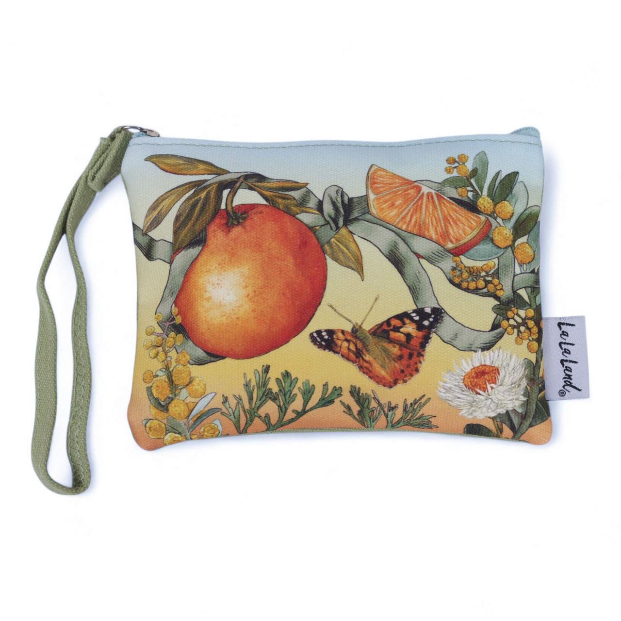 La La Land Golden Hour Coin Purse made with thick cotton blend fabric and featuring colourful artwork at Cerise. 